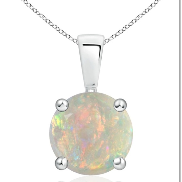 ANGARA 1.15 Ct AAAA-Grade Classic Round Opal Solitaire Pendant in 14K White Gold - Picture 1 of 11